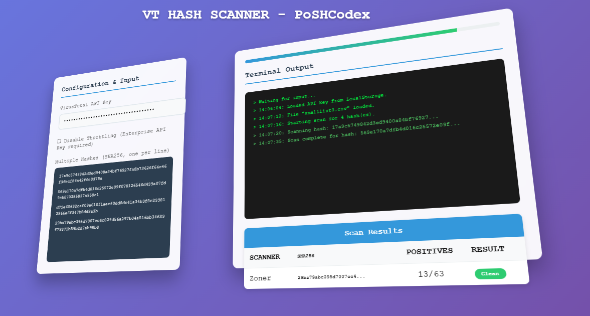 Virus Total Hash Scanner